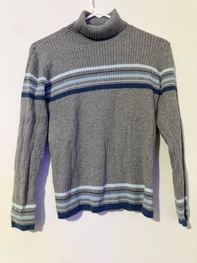 Vintage Crazy Horse by Liz Claiborne Striped Knit Ribbed Turtleneck Sweater